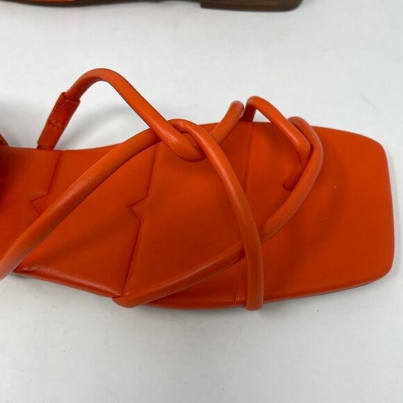 NEW Vince Camuto Alminda Lace Up Sandals 9 Orange Leather Strappy Ankle Wrap - Picture 7 of 10